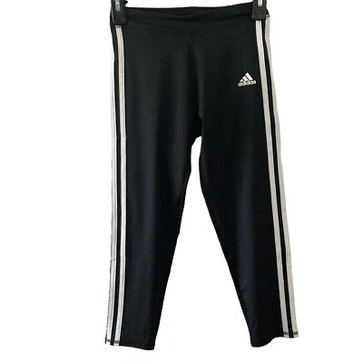 Adidas Taper Tricot Jogger Track Pants Black White Girls Size L Stretch New  - Image 1 of 4
