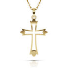 14K Yellow Gold Diamond Cut Satin Crucifix Religious Charm Cross Pendant