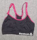 Womens Juniors Size Xl Reebok Sports Bra Black Pink Gym Workout.