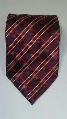Corbata de cuello geométrica Aurelio Valentino roja amarilla poliéster 58L x 4W (T1) Foto 1 de 4