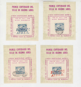 argentina 1958 four different commemorative sheets,Mint no gum    s555
