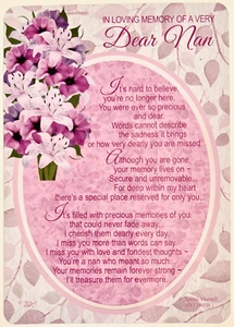 In liebevoller Erinnerung an eine sehr liebe Nan Plastik abwischbare Grabkarte, brandneu - Bild 1 von 2