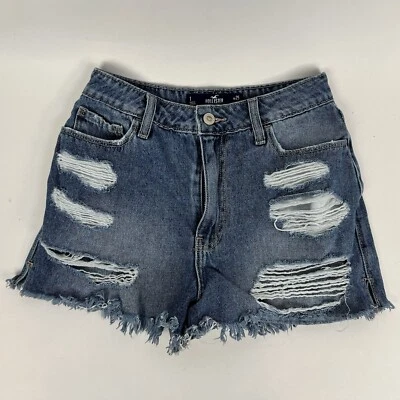 Pantalones Cortos Hollister Azul Denim Envejecido Tiro Ultra Alto Relajado Mamá Para Mujer Talla 1” Foto 1 de 4