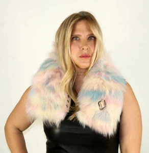 Brandneu weiß mehrfarbig Fuchspelz Schal Efurs4less - Bild 1 von 3