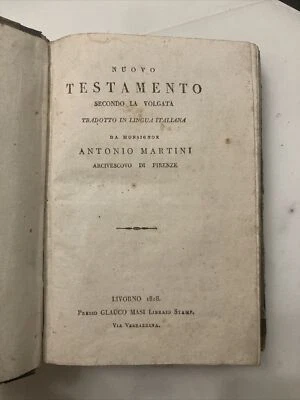 RARO: NUOVO TESTAMENTO MARTINI 1818 Solo 1000 Copie Masi Protestante Bibbia - Immagine 1 di 4