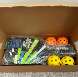 GoPickle Pickleball Set of 4 Premium Wood Pickleball Paddles, Balls, Bag - Picture 1 of 4