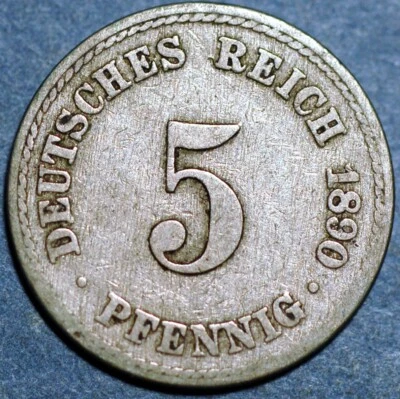 Germany Empire 5 Pfennig 1890 A KM# 11 - Image 1 of 2