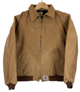 Vintage Distressed* Carhartt Jacket Boy’s Youth L 14-16 Brown Duck Canvas Lined - Picture 1 of 10