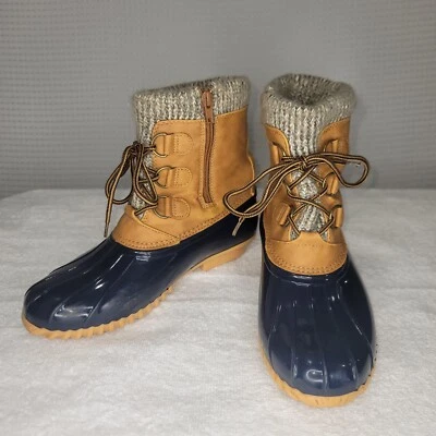 SPORTO JULIANA Women's Leather Rain Boots Sz 8M Blue & Brown Waterproof - Image 1 of 4