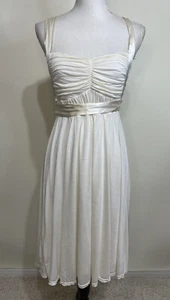 Theory Medium Ivory Tie Back Sweetheart Neck Sleeveless Shift Dress NWT $375 - Picture 1 of 13