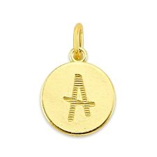 Solid Gold Initial Charm - Double-sided with Initial Personalized Jewelry