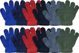 Yacht & Smith Kids Gloves & Mittens Bulk Winter Striped Magic Children Age 3-8 - Picture 1 of 7