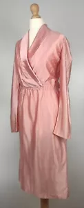 Vintage Kleid 8 Rosa 80er Smoking Langarm Satin Wickel Glam Power 80er Party - Bild 1 von 7