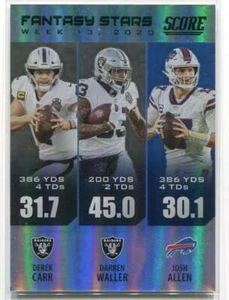 2021 Score Fantasy Stars End Zone 15 Darren Waller Derek Carr Josh Allen 2/6 - Imagen 1 de 1
