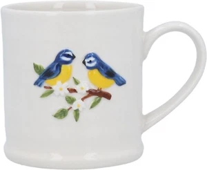 Gisela Graham Large Stoneware Rustic Coffee, Tea, Espresso Cup Mug  BLUE TITS - Picture 1 of 1