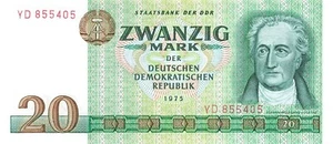 GDR Banknote 20 Mark 1975 Wolfgang Von Goethe Ro: 362b Spare Note, - Picture 1 of 2