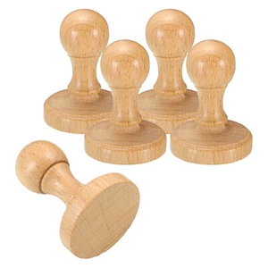 5pcs 45mm Stamp Wood Round Handle Wooden Knobs Stamp Mounts Drawer Pulls - Picture 1 of 6