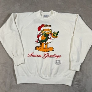 Vintage 1978 Garfield Jim Davis Seasons Greetings Holiday Sweater Size Large 70s - Picture 1 of 17