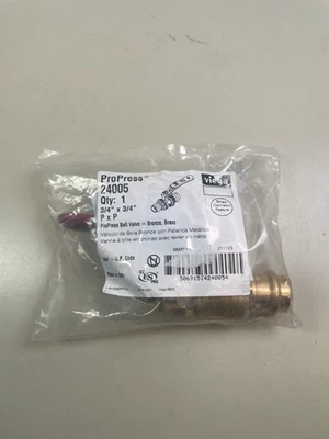 Viega ProPress 3/4 pulgadas x 3/4 pulg. Press x Press Válvula de bola de bronce y latón Foto 1 de 4