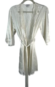 Jones New York Morgenmantel Spitze Taillenbinder Blumen Glanz transparent knielang Polyester LESEN - Bild 1 von 8