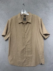 Prana Hemp Blend Shirt Mens Size Large button up Brown Short Sleeve Adult - Picture 1 of 5