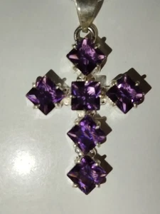Neu 925 Sterling Silber Das Amethysten Kreuz AAA ist 5 cm Lang - Bild 1 von 6