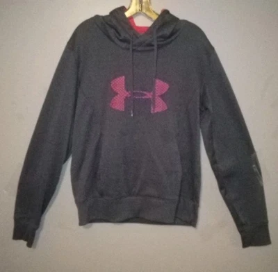 Under Armour Cold Gear, Sudadera con Capucha Gris y Rosa Talla Grande Para Mujer, Bolsillo Frontal  Foto 1 de 4