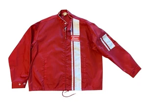 Giacca a vento vintage Coors nylon taglia grande rossa racing righe anni 80 birra USA - Foto 1 di 6