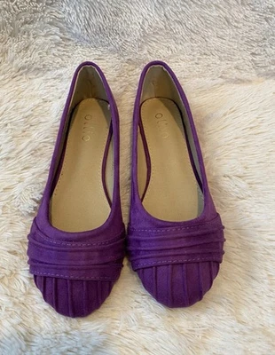 Nuevos zapatos planos de ballet de gamuza sintética púrpura Ollio talla 6,5 plisados cómodos Foto 1 de 4