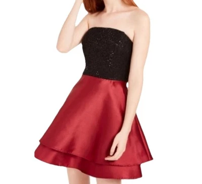 Speechless Wine Black Strapless Party Dress Girls 7 Glitter Lace Satin Skirt NWT - Image 1 of 4