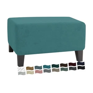 Velvet Ottoman Slipcover Oversized Stretch Square Rectangle Footstool Slipcov... - Picture 1 of 7