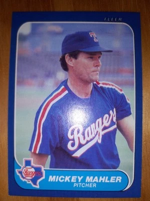1986 Fleer Update Mickey Mahler Texas Rangers Baseball Team Vintage Card #U-70 - Image 1 of 2