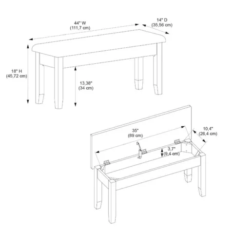 Pemberly Row Transitional Wood Dining Bench in Vanilla White and Honey Brown Cover