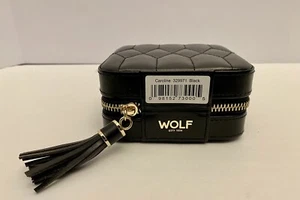 WOLF 329971 Caroline Black Leather Zip Travel Jewelry Case NEW. - Imagen 1 de 8