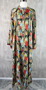 Natori Dynasty Crowded City Satin Caftan Robe Zip Up Size Small S Kaftan - Picture 1 of 5