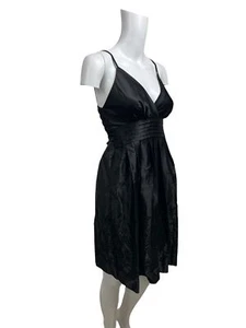 Abito DONNA raso slip taglia XS 6-8 nero fatto a mano con volant sul retro NEWEU34 - Foto 1 di 7