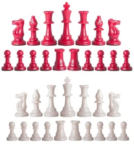 Staunton Single Weight Chess Pieces - Juego completo de 34 rojos y blancos - 4 reinas - Imagen 1 de 3