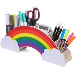 Regenbogen Stiftehalter Kinder Schreibtischorganizer Holz Schreibtisch Organizer - Bild 1 von 17