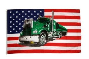 Fahne USA mit grünem Truck Flagge amerikanische Hissflagge 90x150cm - Bild 1 von 1
