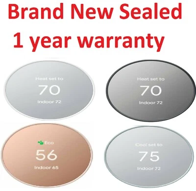 Google Nest Mini Smart Programmable Wifi Thermostat SNOW CHARCOAL SAND FOG - Image 1 of 4