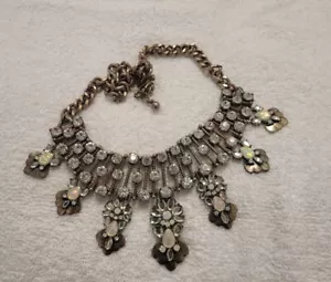 Vintage Art Deco Clear Sparkle Rhinestone Silver Necklace - Picture 1 of 6