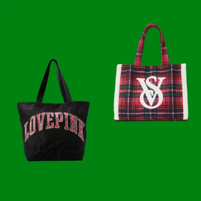 Victoria Secret Red Plaid Sherpa Lined Holiday Tote Bag NWT - Image 1 of 4