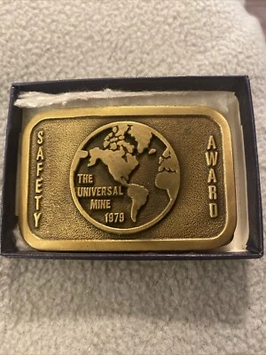 Hebilla de cinturón universal para minas 1979 premio de seguridad minería de carbón latón Hit Line EE. UU. Foto 1 de 4