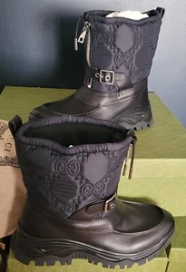 NEW GUCCI MEN'S GG ZIP LEATHER/FABRIC BOOTS GUCCI MENS 8.5 (US 9) - Picture 1 of 7