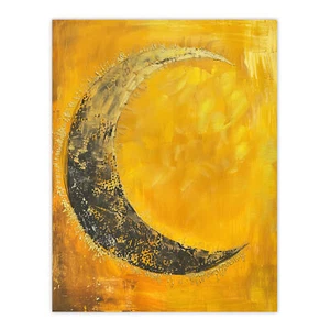 Crescent Moon Orange Gold Moonlight Tassels Wall Art Poster Print - Picture 1 of 26