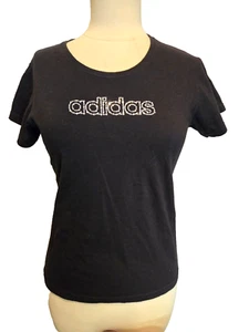 Camicia Adidas nera Bejeweled - taglia S - strass/cristalli Adidas scritta - Foto 1 di 5
