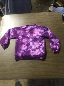 Vtg Tie Dye Sweatshirt Youth Boy Girl Kids Hipster 80s 90s Unworn Hippie Purple - Picture 1 of 6
