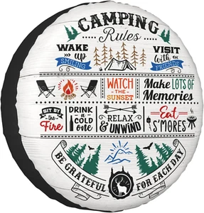 Camping Rules Rv Spare Tire Cover, Camper Spare Tire Cover, Spare Tire Cover, - Picture 1 of 12