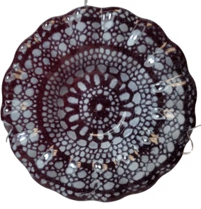 Art Glass Vintage Pelegrano '03 Signed Black/Purple Display Bowl 6.75 x 1.25'' - Picture 1 of 3