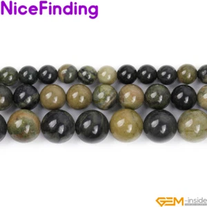 Cuentas de piedras preciosas de jaspe africano verde natural gris gris fabricación de joyas 15" 6 mm 8 mm 10 mm - Imagen 1 de 27